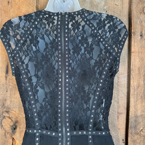 Rebecca Taylor Black Lace and Studded A-Line Dress - Size 2 - Picture 8 of 13